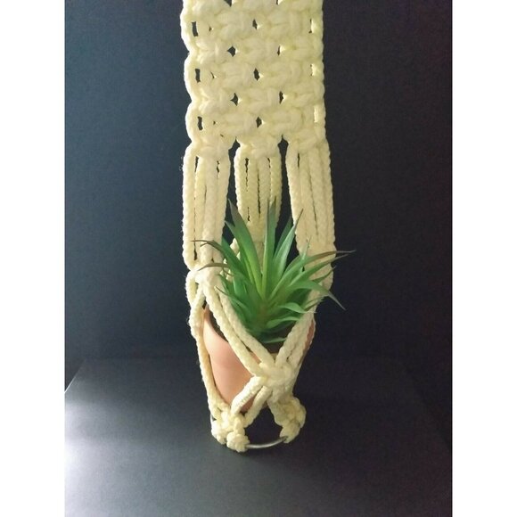 Vintage Macrame Nursery Hanging Plant Hanger With Ceramic Teddy Bear - Picture 1 of 6